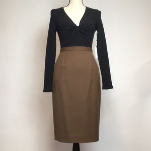 Vintage Brown Wool Pencil Skirt